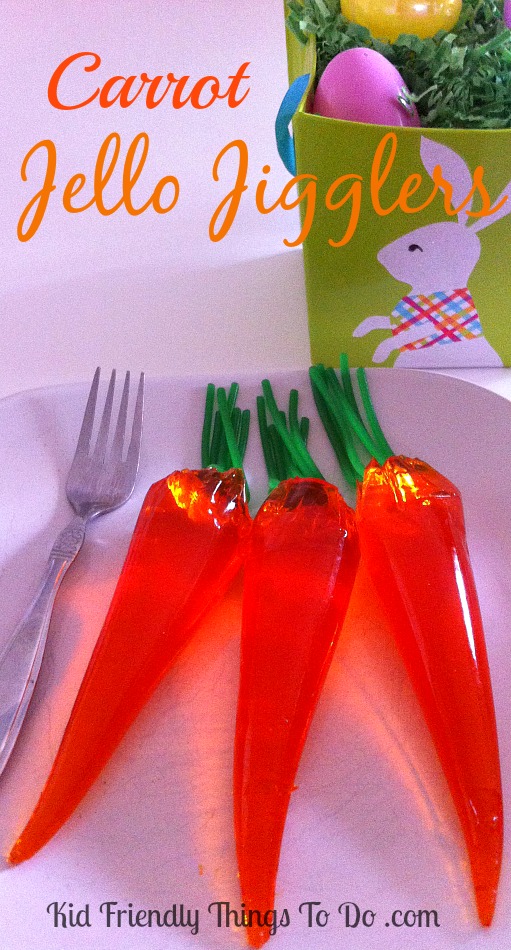 These are so darn cute! The kids are going to love eating Carrot Jello Jigglers on Easter Sunday!