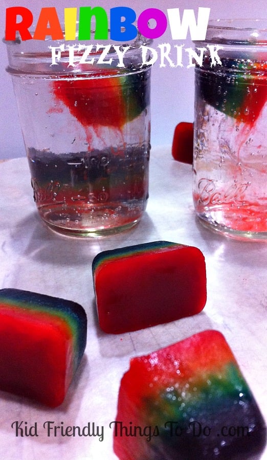 Rainbow Fizzy Drinks - The effect from the Popsicle ice cubes is so awesome. You have to check this out!