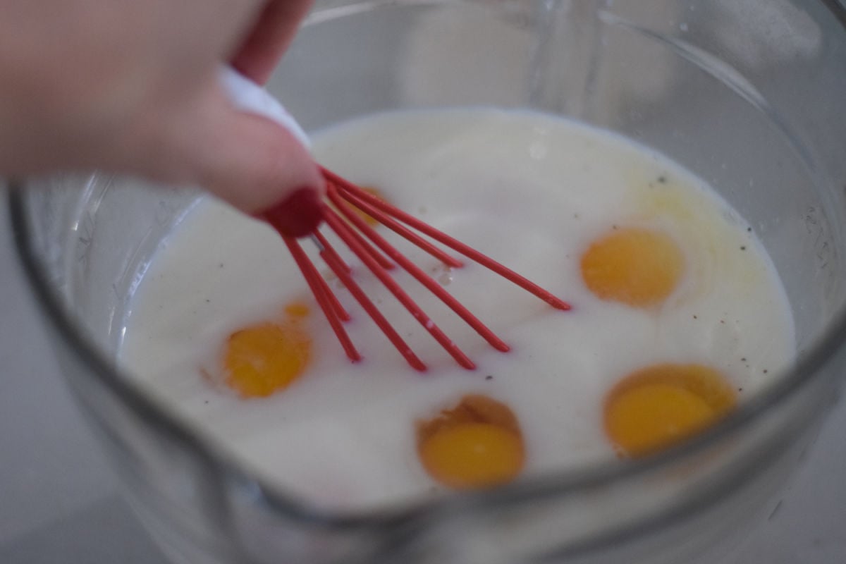 making milk mixture for breakfast casserole 