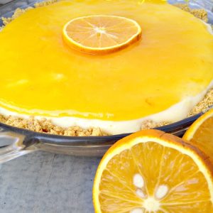 No Bake Orange Cheesecake Pie With Orange Glaze