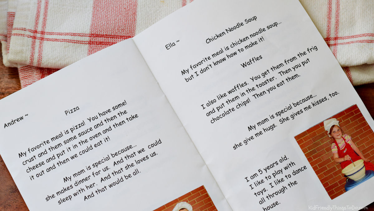 a look inside a mother's day cookbook made by school kids
