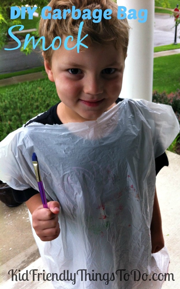 DIY Garbage Bag Kid's Art Smock! - Scissors + Garbage Bag = Instant Smock For All! Perfect for painting birthday parties, or just everyday fun!