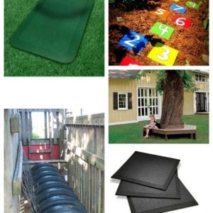 DIY Playground Ideas - loving these ideas for playground rubber surface, and fun play in the backyard!