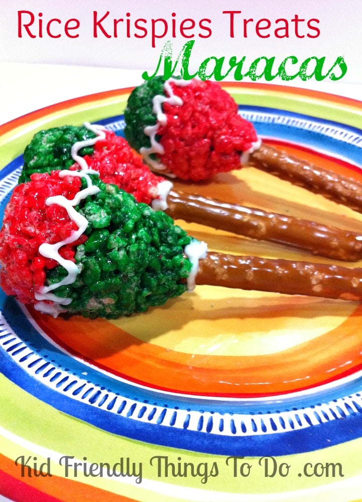 The best Rice Krispies Treats Maracas stuffed with M&Ms Minis so they make noise when you shake them!