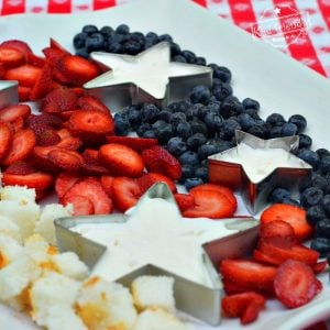 A No Bake Patriotic Fruit Dessert Tray With Whipped Cream Stars – Quick and Easy!