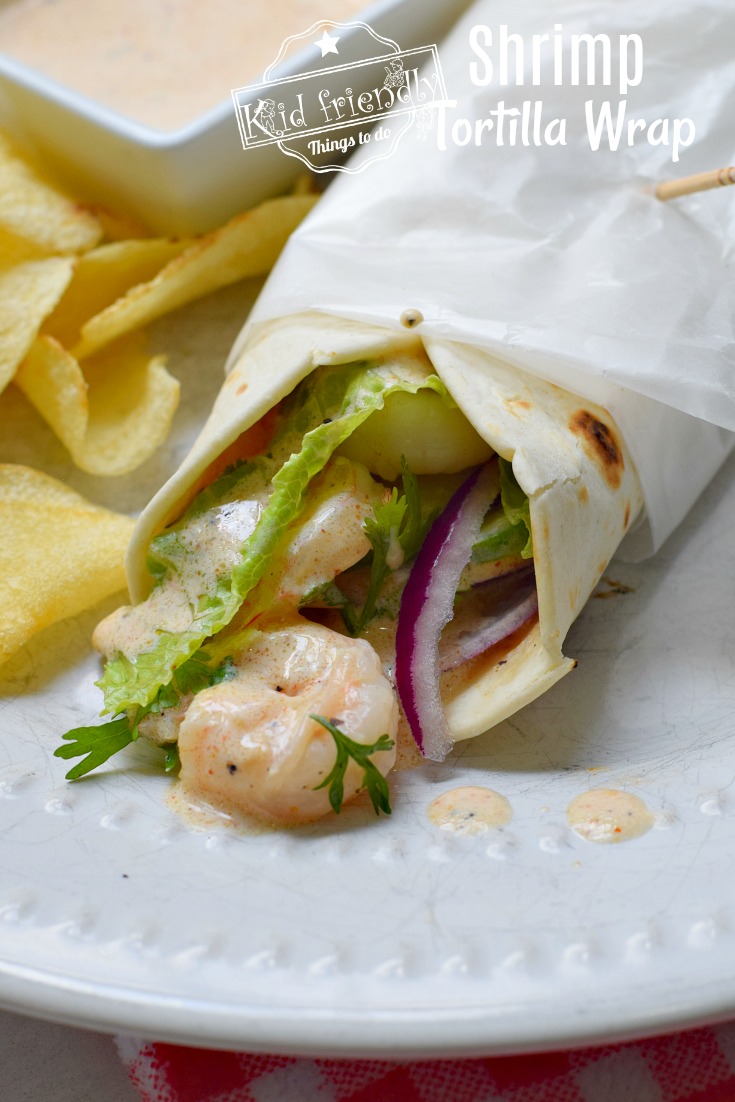 shrimp tortilla wrap with creamy dressing