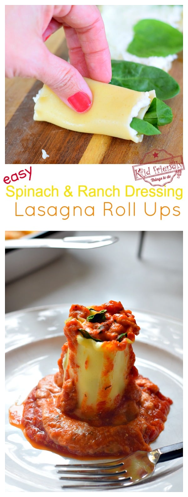 Lasagna Roll Ups with spinach and ricotta