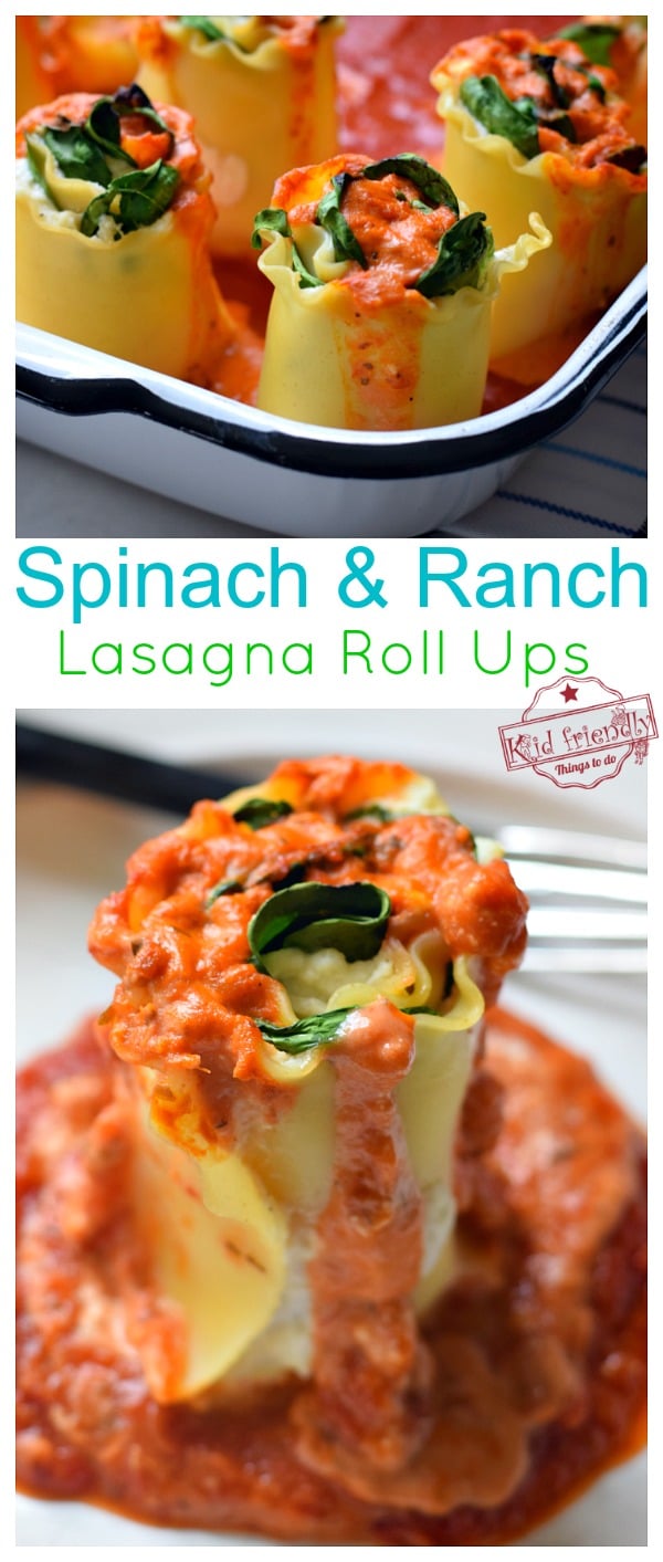 Spinach & Ranch Dressing Lasagna Roll Ups with Ricotta | Kid Friendly ...