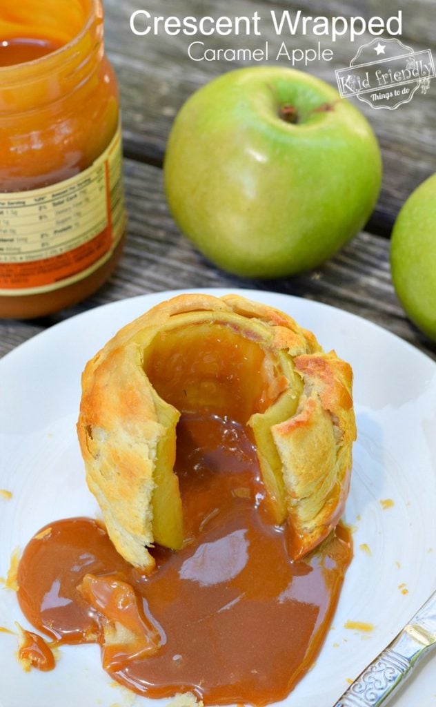Homemade Crescent wrapped apples filled with caramel