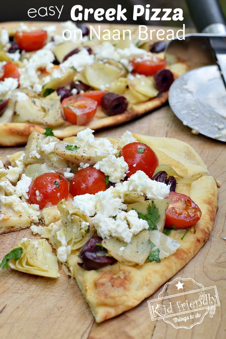 greek pizza with hummus and feta