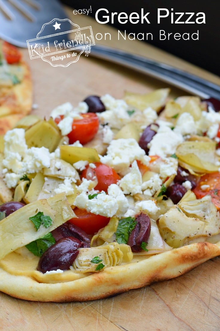 Greek Pizza Recipe on Naan Bread {The Best} | Kid Friendly Things To Do