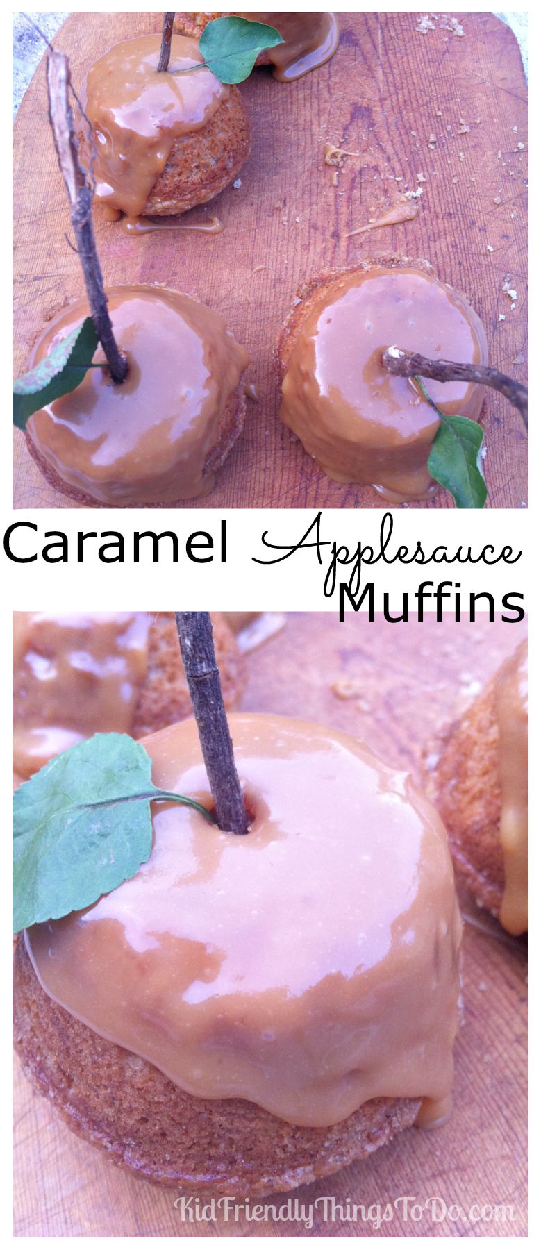 Easy Caramel Applesauce Spice Muffins Recipe. They look just as pretty as they are tasty! KidFriendlyThingsToDo.com