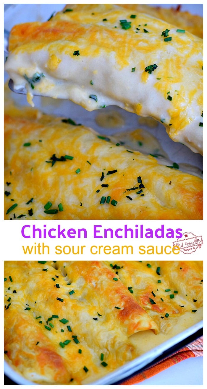 Chicken Enchiladas With Sour Cream White Sauce Recipe {+ Video}