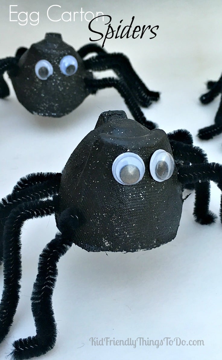 Egg Carton Spider Craft - Perfect for Halloween or a unit on Bugs! - KidFriendlyThingsToDo.com
