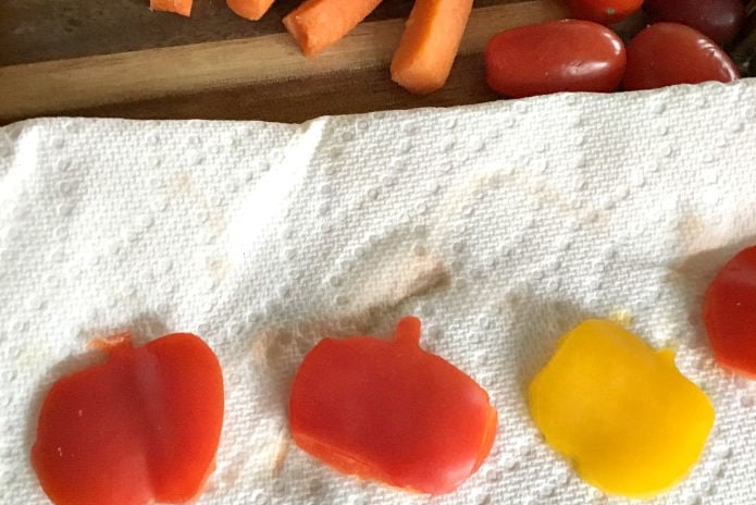 making crescent roll cornucopia for Thanksgiving 