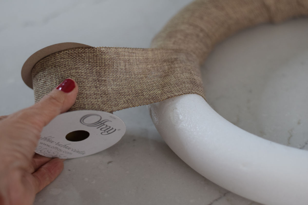 wrapping Rudolph wreath