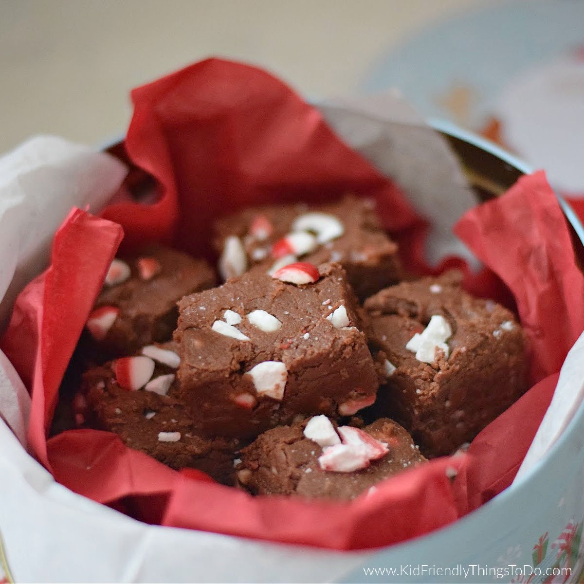 homemade peppermint fudge squares