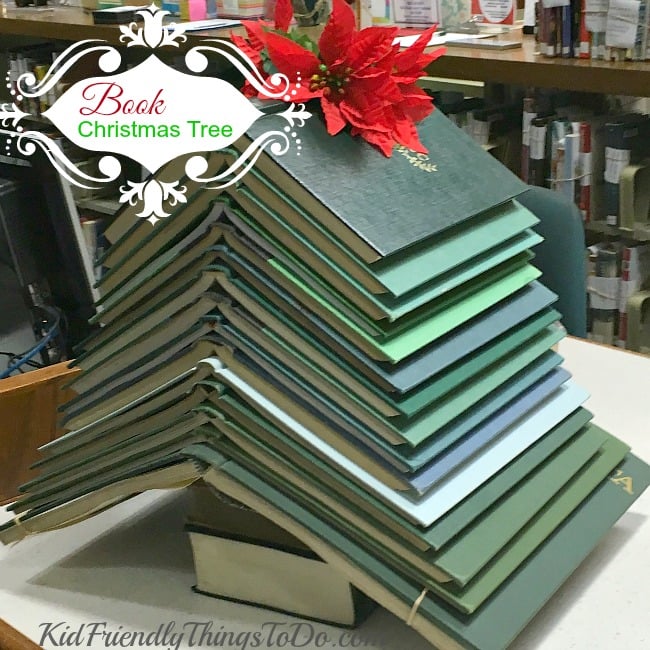 A Christmas Tree Made From Books! - What a cute craft and adorable decoration for Christmas - KidFriendlyThingsToDo.com