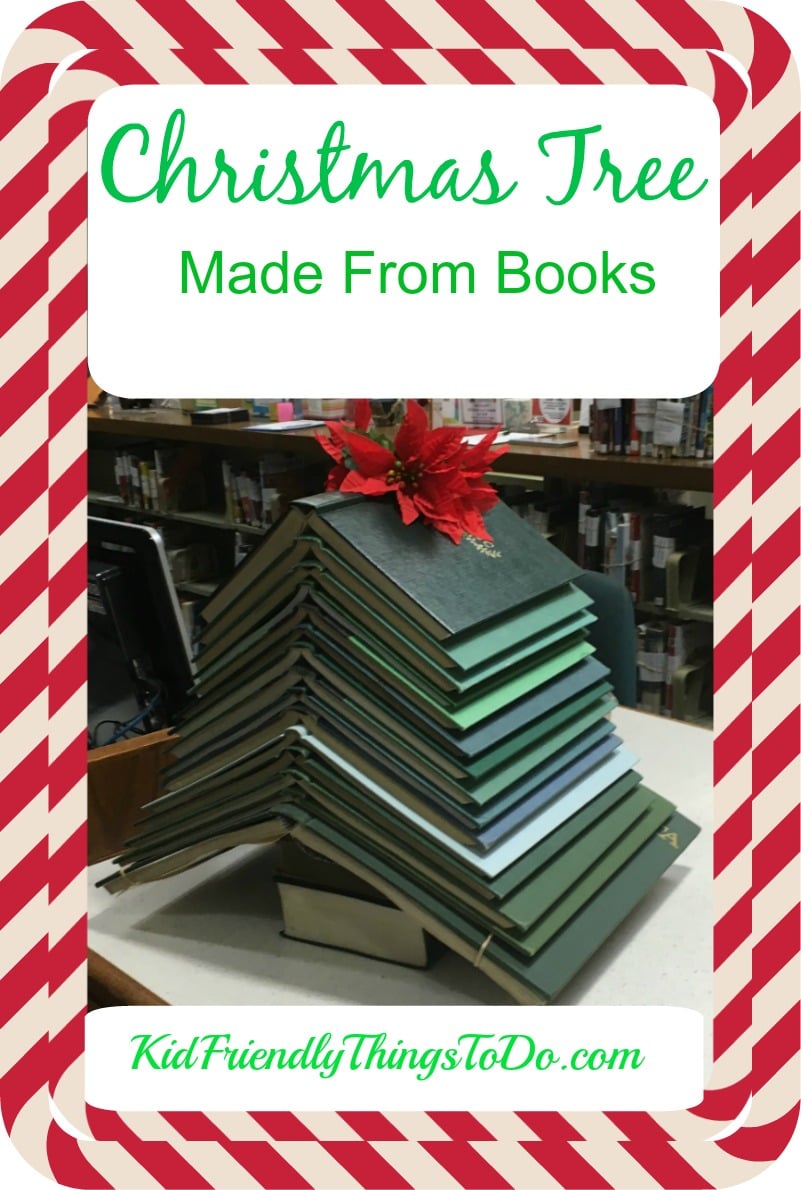 A Christmas Tree Made From Books! - What a cute craft and adorable decoration for Christmas - KidFriendlyThingsToDo.com