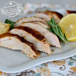 Lemon Herb Turkey Breast in Oven on Platter