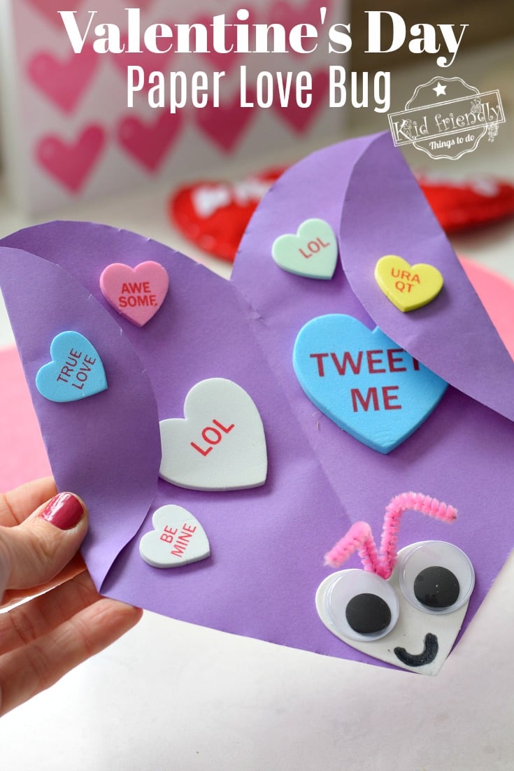 Valentine Lovebugs- construction paper hearts, googly eyes, craft