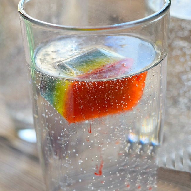 rainbow ice cubes summer drink