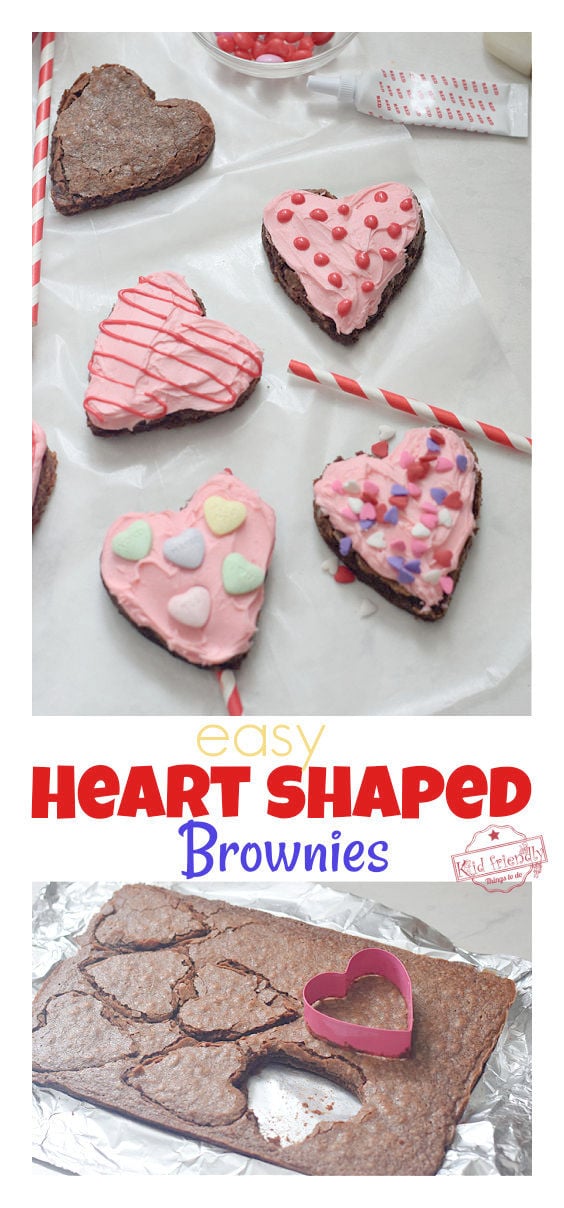 making heart-shaped brownies from cookie cutters