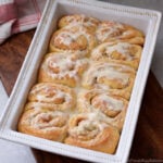 freshly baked cinnamon rolls with icing