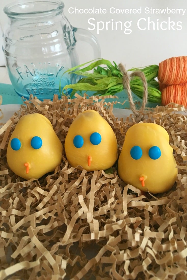 Chocolate Covered Strawberry Spring Chicks are perfect for Spring fun foods. So adorable - KidFriendlyThingsToDo.com
