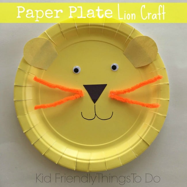Simple, fun to make, and so adorable Lion Paper Plate craft for kids - KIdFriendlyThingsToDo.com