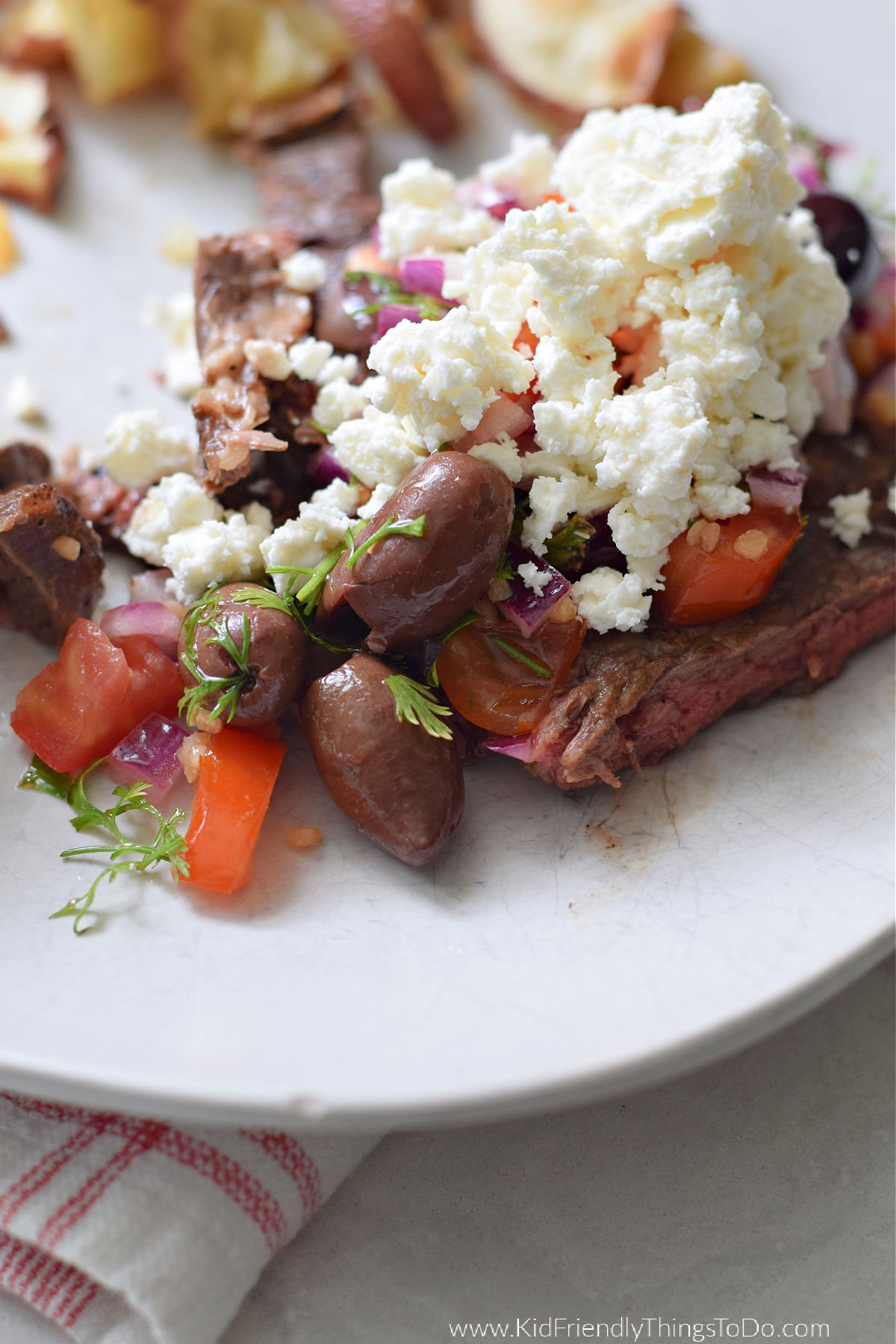 grilled ribeye with Greek relish