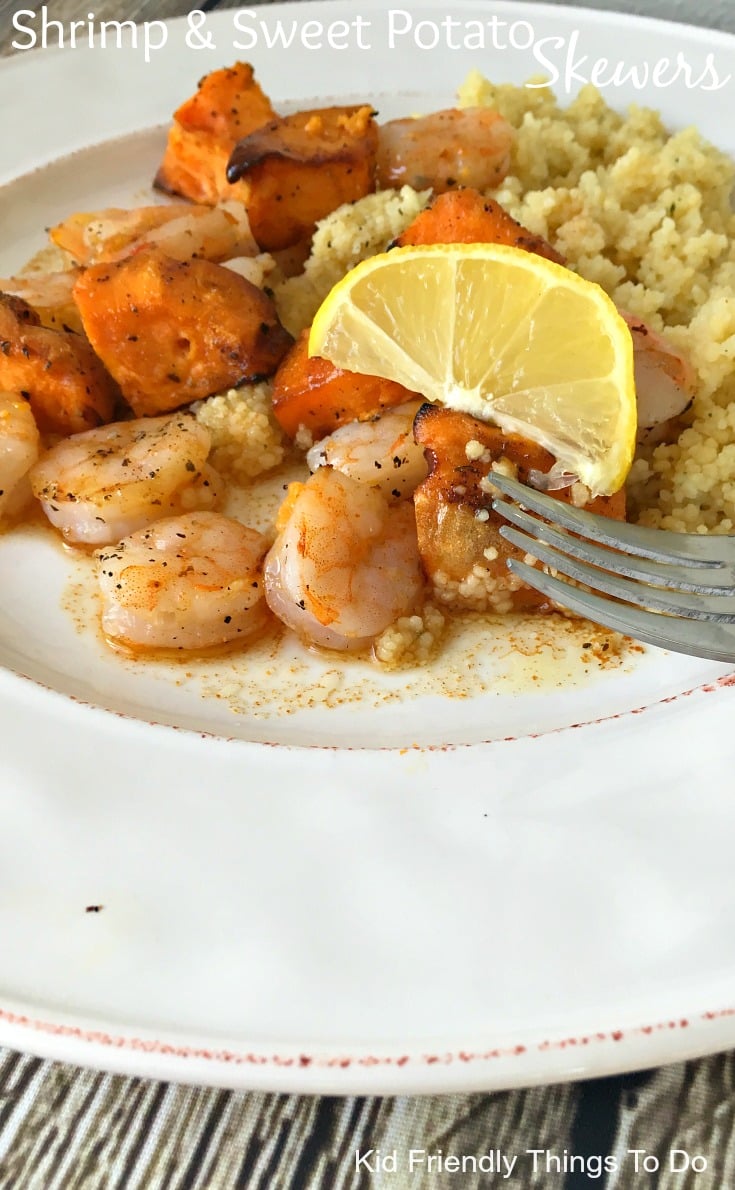 Shrimp & Sweet Potato Skewers Recipe - A delicious and easy recipe for the grill. Great family meal. KidFriendlyThingsToDo.com