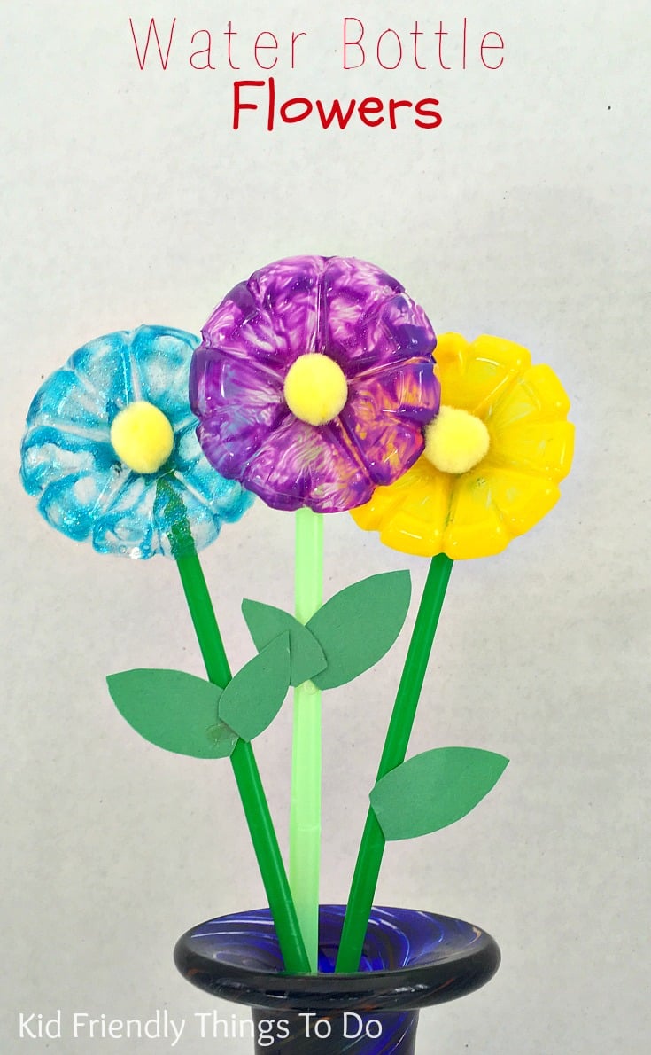 Water Bottle Flowers Craft for Kids - Easy to do and perfect for Mother's Day, spring or summer crafts - KidFriendlyThingsToDo.com