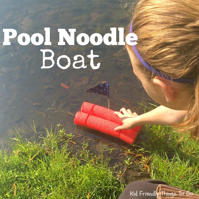 Fun and Simple Pool Noodle Boat Craft For Kids - So easy to make and what fun! You probably have the supplies at home! KidFriendlyThingsToDo.com