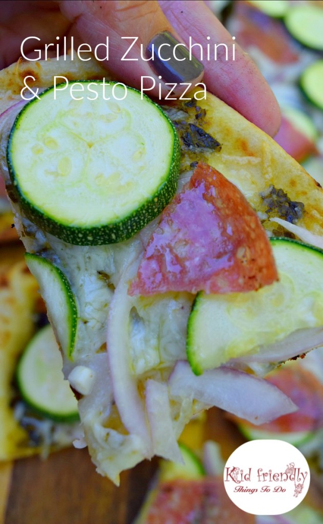 Grilled Pesto Zucchini and Salami Naan Bread Pizza Recipe