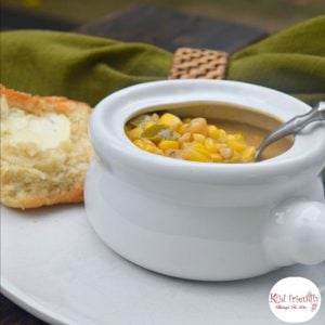 Easy Corn & Potato Chowder Recipe - Perfect comfort soup for fall or any other time you need it! www.kidfriendlythingstodo.com