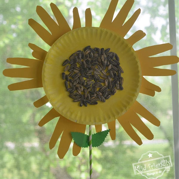 Paper Plate Sunflower Hand Print Craft for Kids