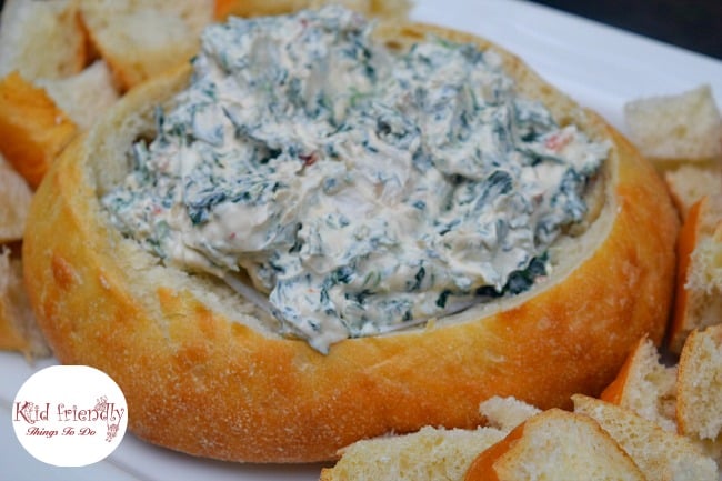 Classic Spinach Dip in a Bread Bowl Recipe - Easy Knorr Spinach Dip Recipe that's perfect for holidays, game day, & everyday - www.kidfriendlythingstodo.com
