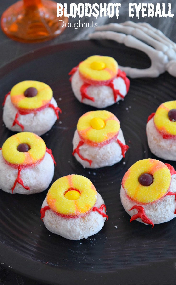 Creepy Bloodshot Eyeball Doughnut fun food for Halloween