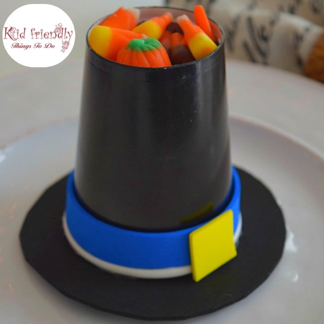 Pilgrim Hat Cup Treat Holder Craft for a Kid Friendly Thanksgiving