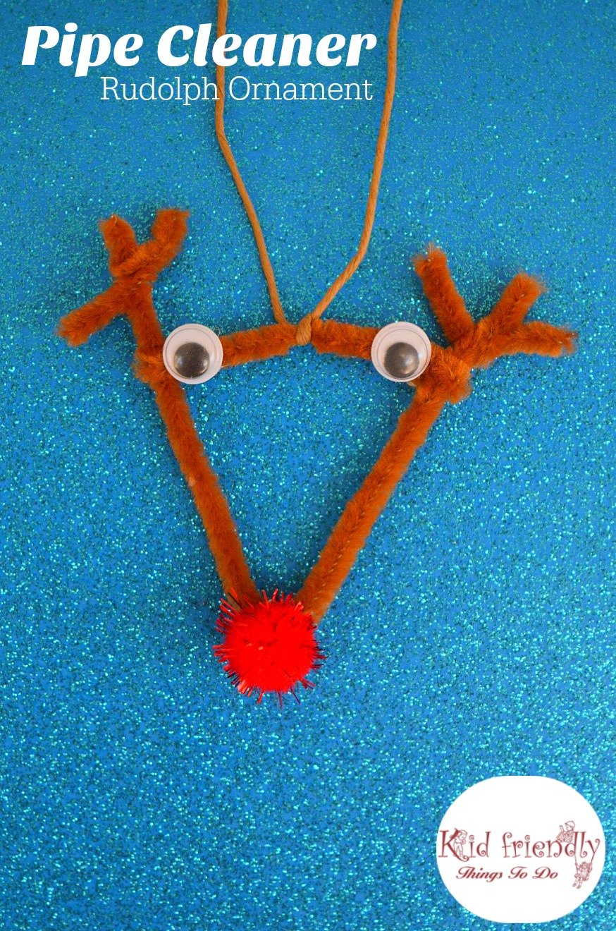 Easy DIY Pipe Cleaner Rudolph Ornament for Kids to Make - Perfect for preschool, and school Christmas Party Craft!   www.kidfriendlythingstodo.com