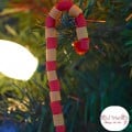Rustic or Primitive looking Pasta Candy Cane Ornament Craft for Kids at Christmas - The perfect craft for preschoolers, kids and adults of all ages! www.kidfriendlythingstodo.com