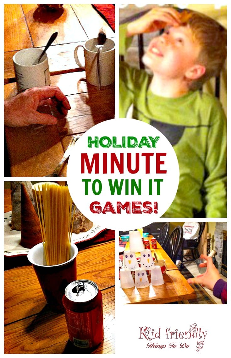 Kid Friendly Easy Minute To Win It Games for Your Party - Simple and fun games for your holiday, school, New Years, or anytime party! www.kidfriendlythingstodo.com
