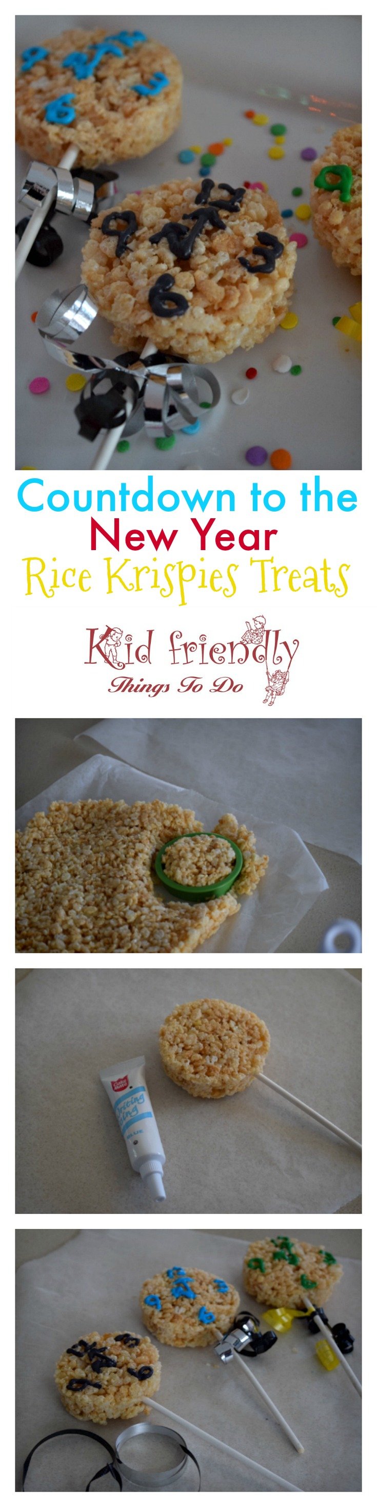 Fun Countdown to the New Year Rice Krispies Treats for a fun New Year's Eve food for the kids and you to enjoy! www.kidfriendlythingstodo.com
