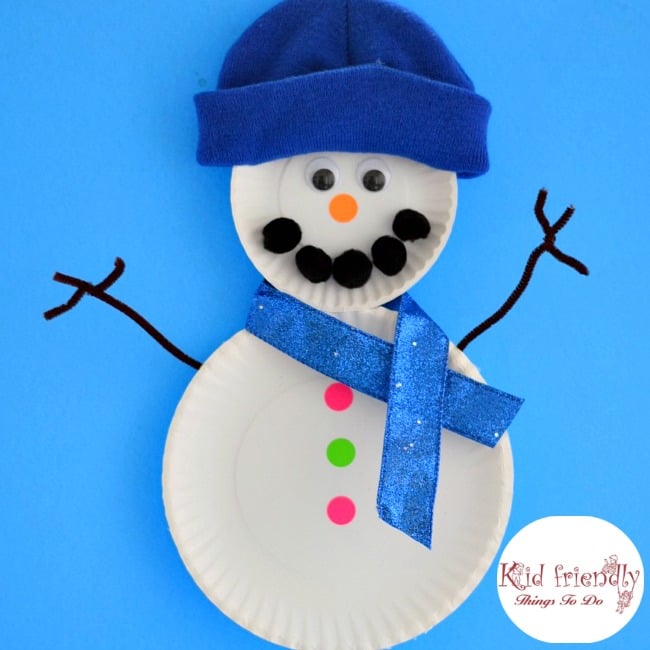 Easy Paper Palate Snowman Craft for Kids to Make - great for preschool, and elementary kids - www.kidfriendlythingstodo.com