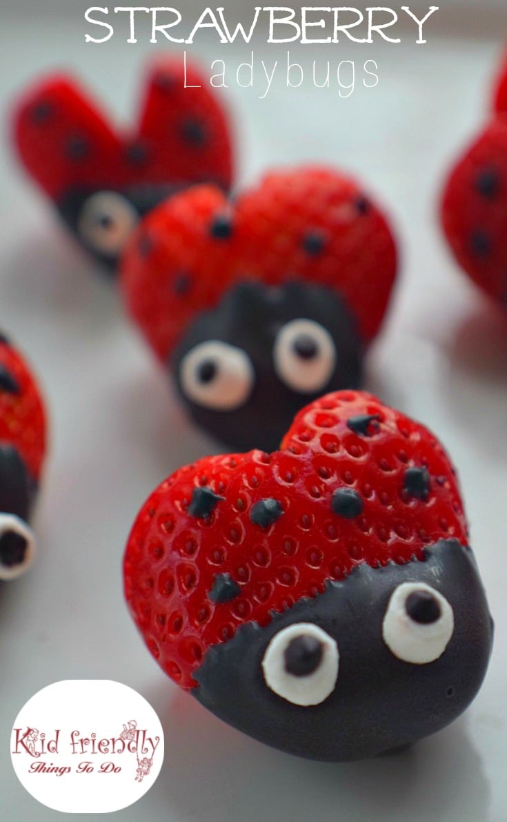 Heart Shaped Chocolate Covered Strawberry Ladybugs