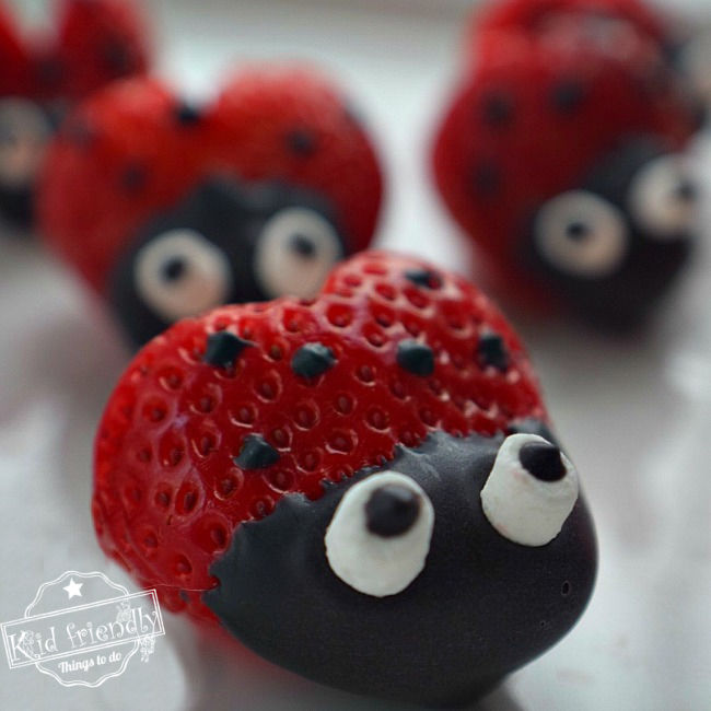 Read more about the article Heart Shaped Chocolate Covered Strawberry Ladybugs for a Fun Food Treat