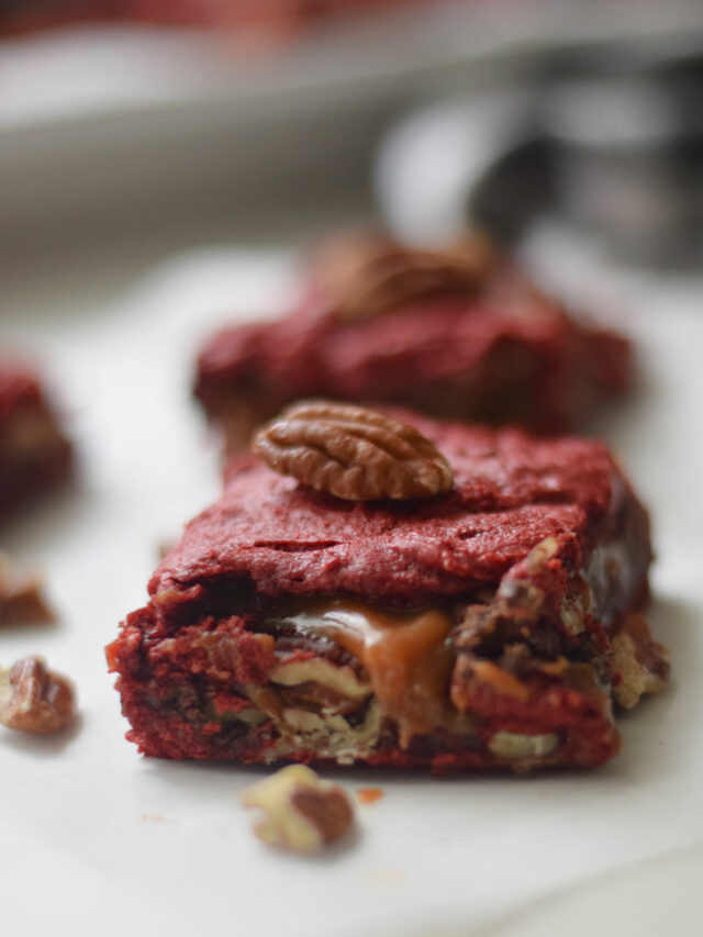 red velvet turtle brownies