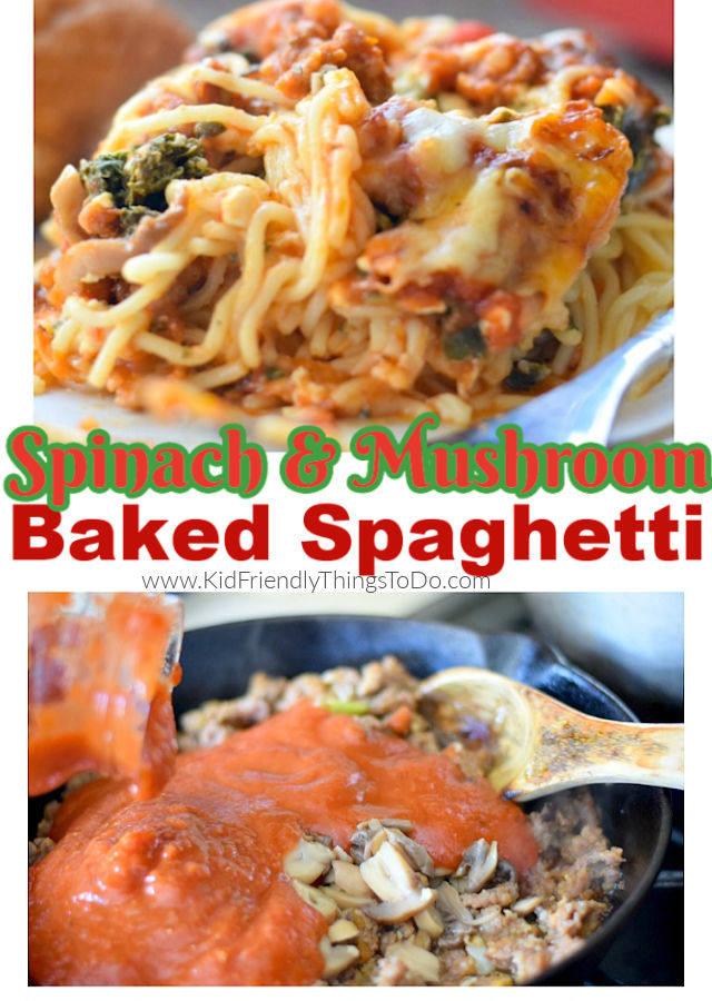 spinach and mushroom baked spaghetti