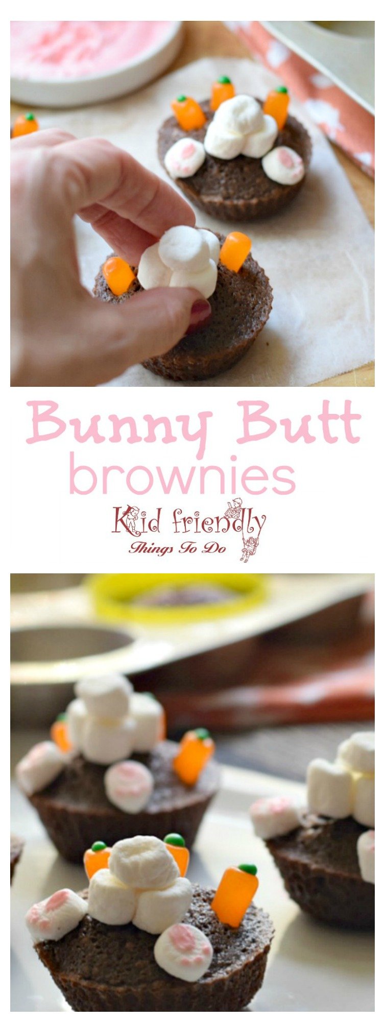 Bunny Butt Brownies! A cute and simple Easter dessert treat for kids and adults. www.kidfriendlythingstodo.com